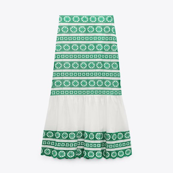 Zara midi embroidered skirt Clearance